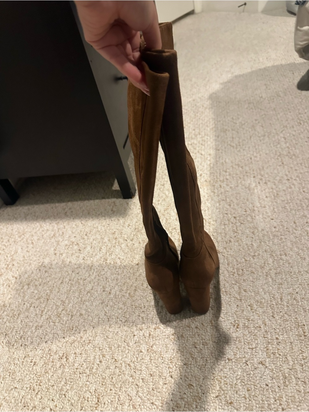 Sam Edelman Brown Suede Knee-High Block Heel Boots - Women - Picture 5 of 6